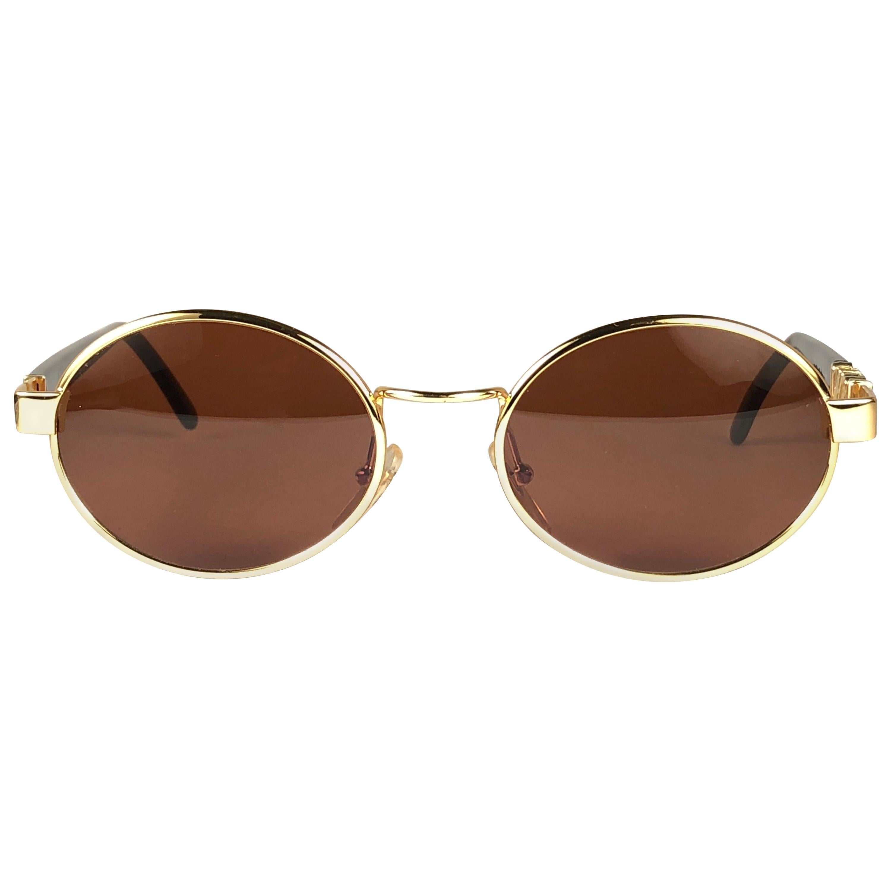 Mint Vintage Moschino Small Oval Gold 1990 Sunglasses Made in Italy