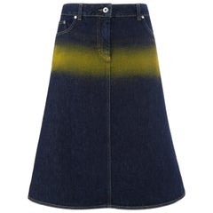 ALEXANDER McQUEEN S/S 1997 "La Poupee" Spray Paint Striped Denim Jean Skirt