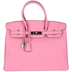 Hermes Birkin 35 Bag Rare 5P Pink Togo Palladium Hardware