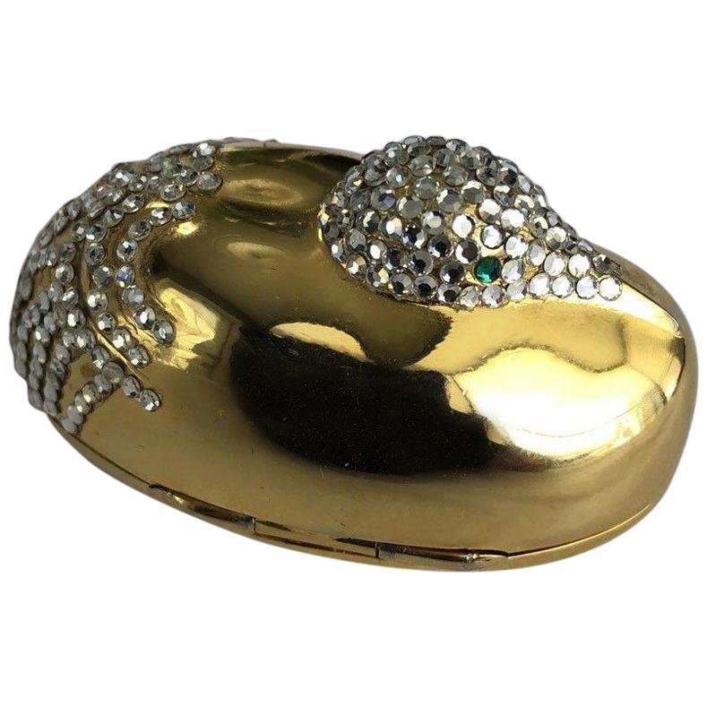 Judith Leiber Resting Crane Bird Diamante Gold Trinket Pill Box  en vente