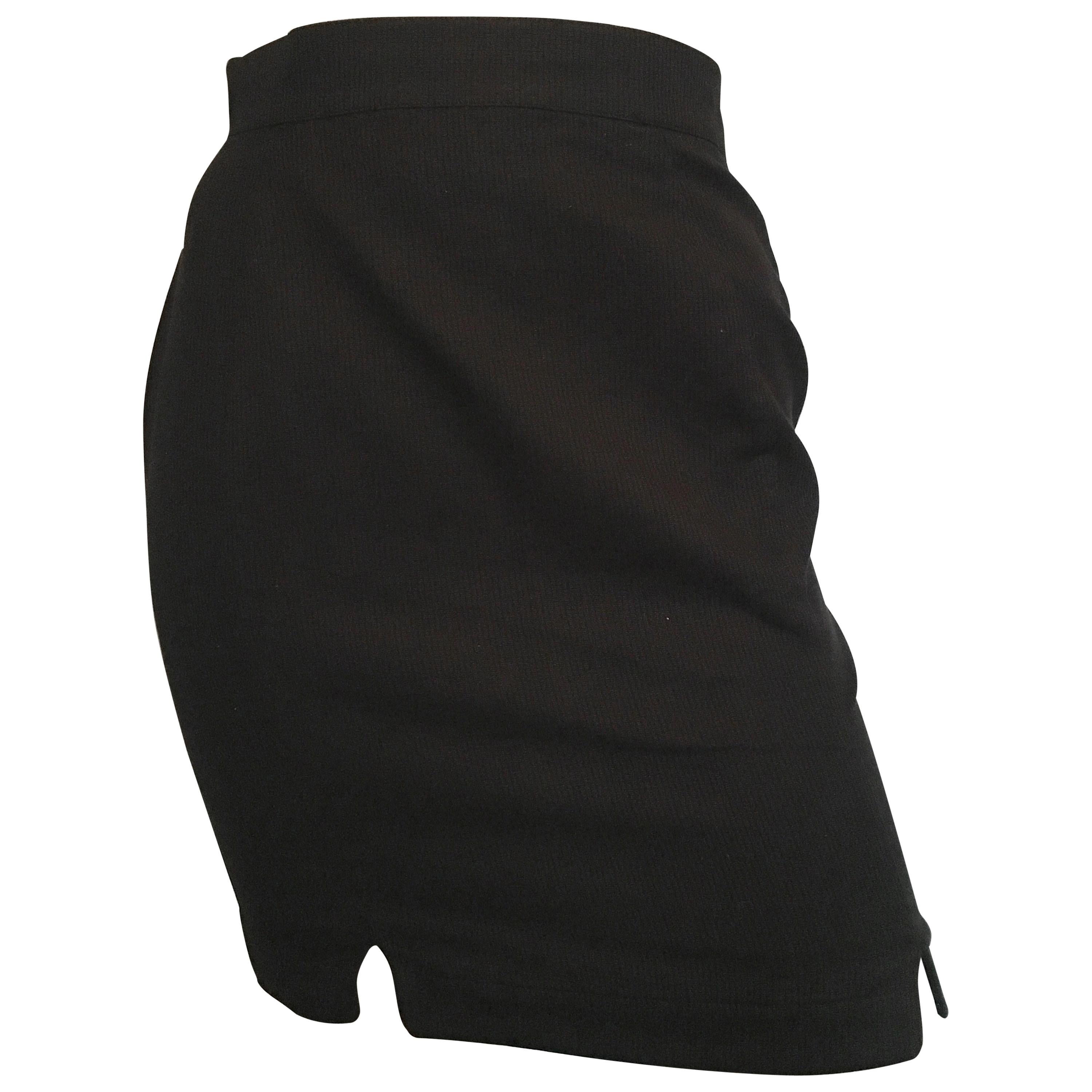 Thierry Mugler 1990s Black Cotton Short Skirt Size 2. For Sale