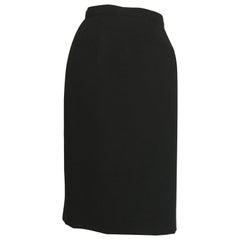 Guy Laroche 1980s Black Wool Long Skirt Size 6. 