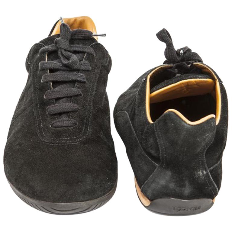 HERMES Sneakers in Black Velvet Calfskin Leather Size 44.5FR