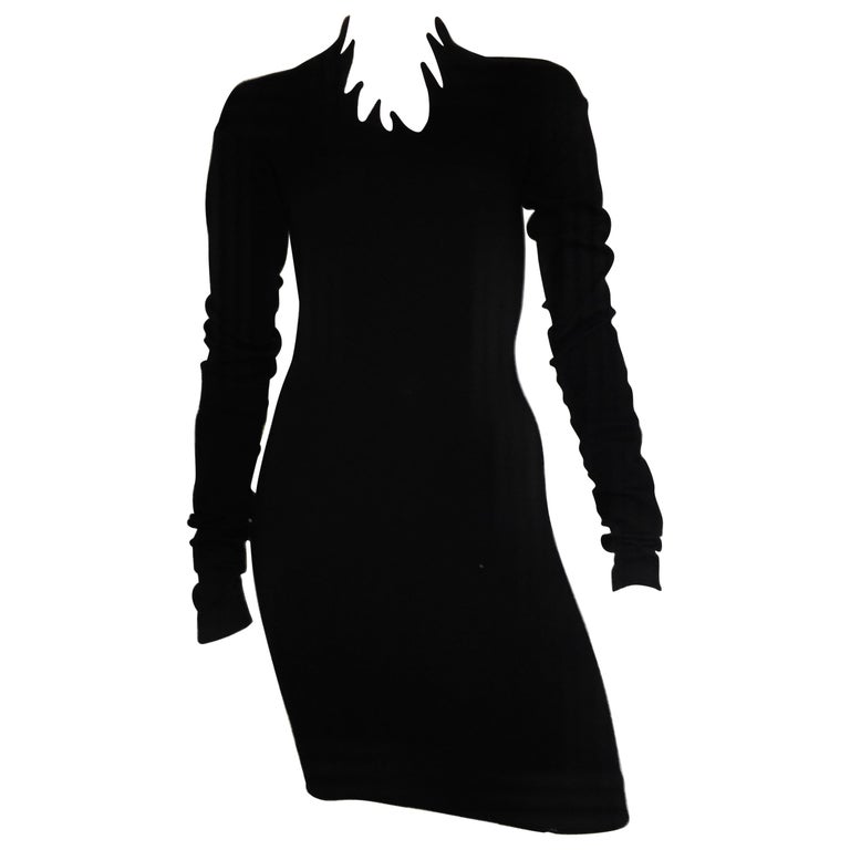 Romeo Gigli 1990 Black Wool Sexy Dress Size 4. For Sale at 1stDibs