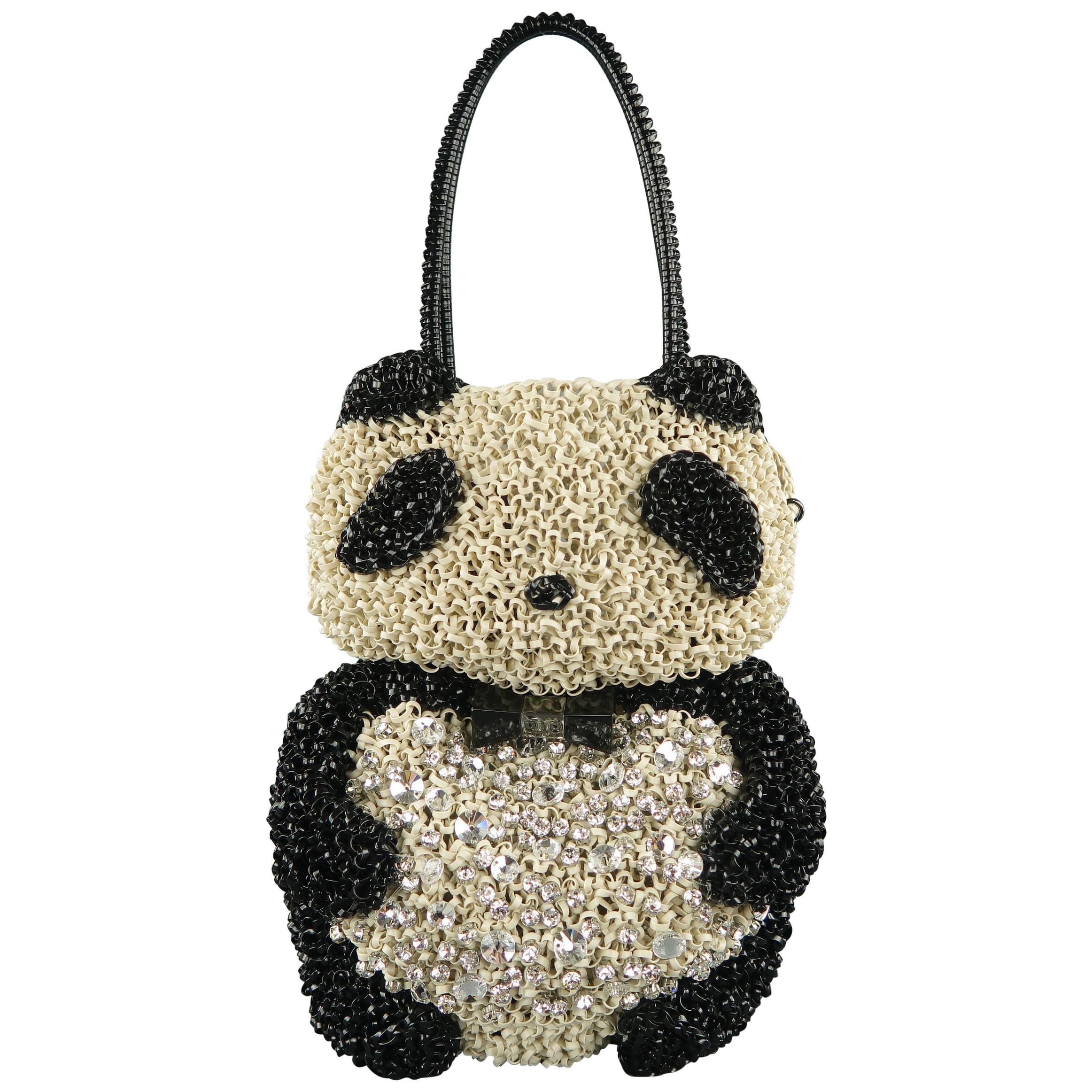 ANTEPRIMA Crochet Swarovski Crystal 3D PANDA WIREBAG Handbag
