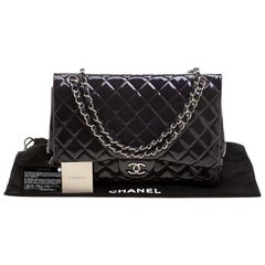 Chanel Purple Quilted Patent Leather Maxi Classic Single Flap Bag