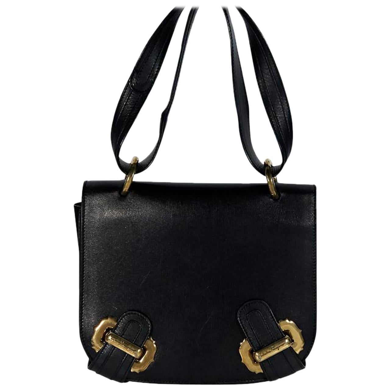 Black Salvatore Ferragamo Leather Shoulder Bag