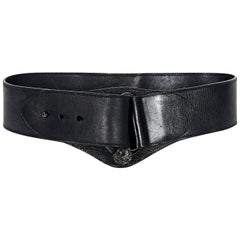 Black Gucci Leather Wide Belt