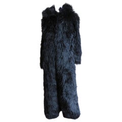 Betsey Johnson New Faux Fur Hooded Maxi Coat 1990s