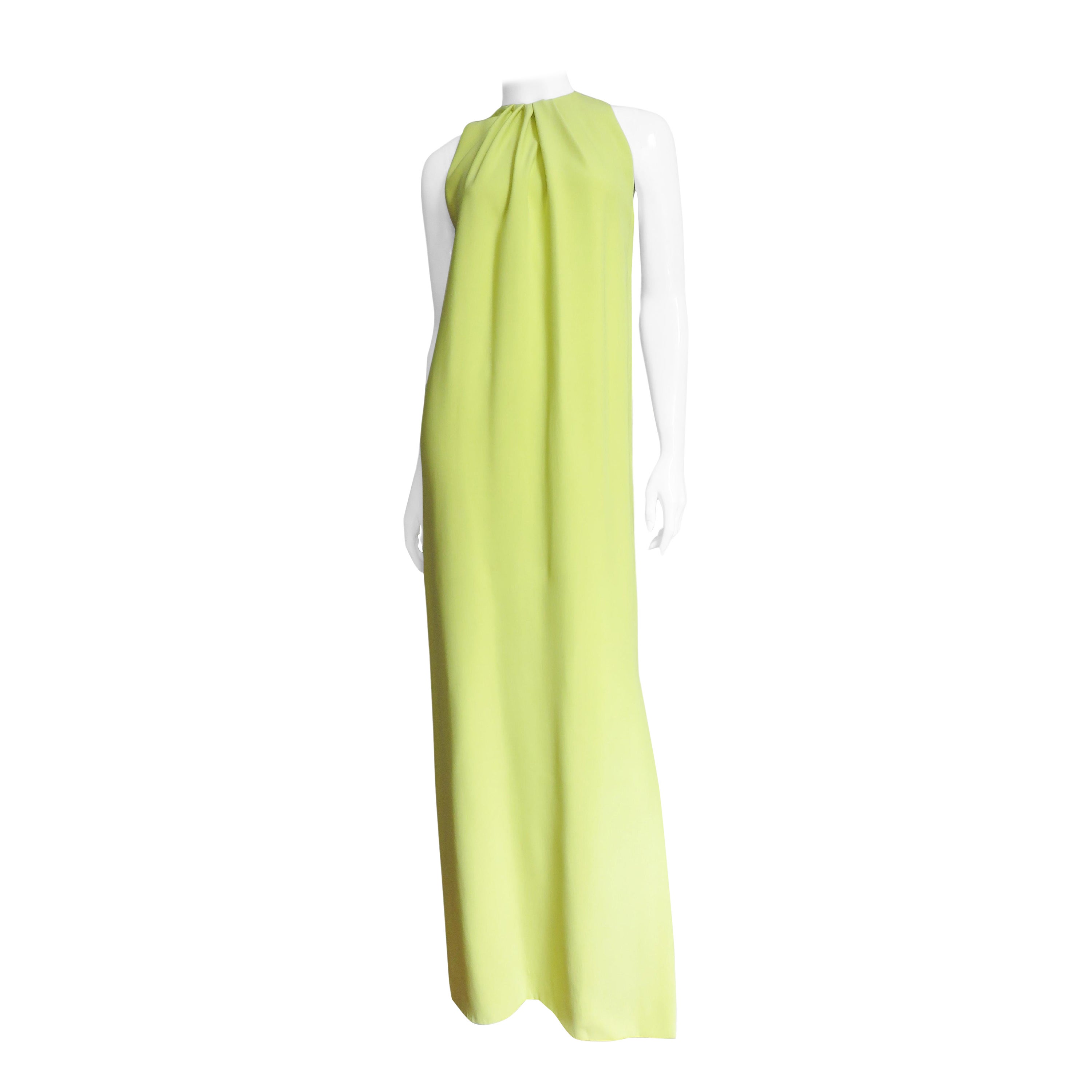 2000s Christian Dior Green Floral Silk Chiffon Bias Cut Gown with ...