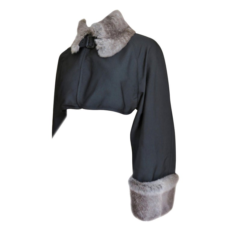 Jean Paul Gaultier Fur Trim Crop Jacket For Sale