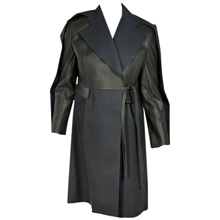 Multicolor Balenciaga Leather and Wool Trench Coat at 1stDibs ...