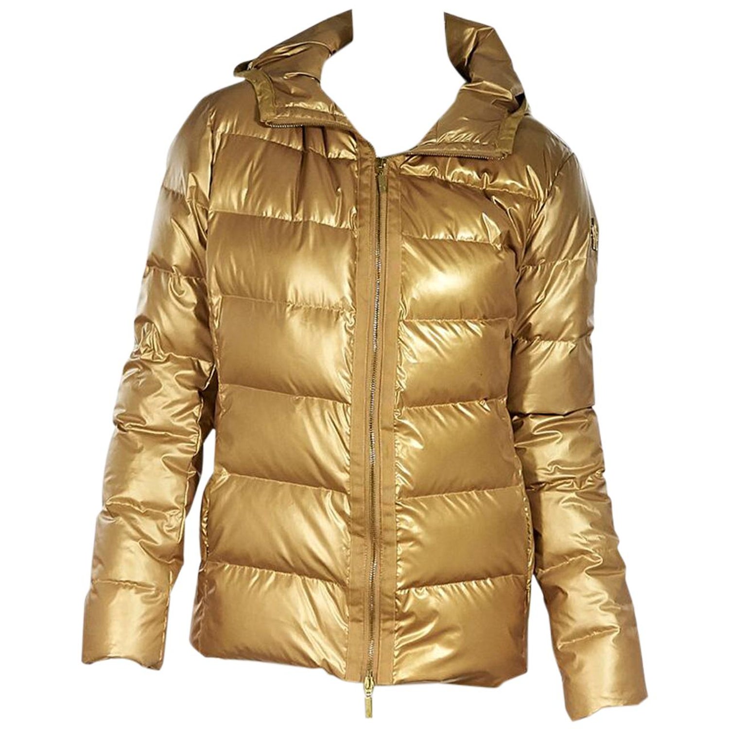 Gold Moncler Down Puffer Coat