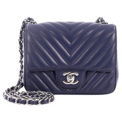 Chanel Square Classic Single Flap Bag Chevron Caviar Mini 