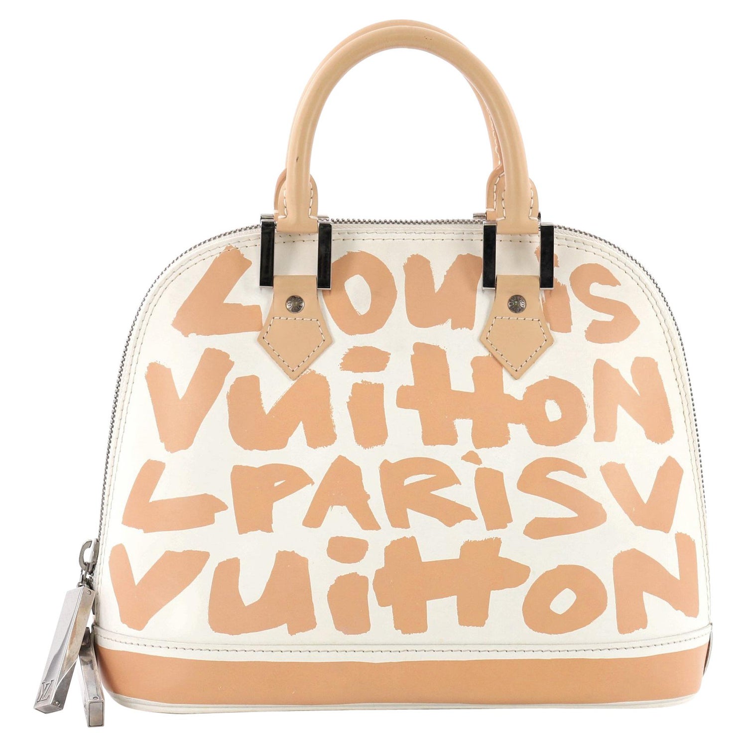 Louis Vuitton Vintage Pink Graffiti Alma Shoulder Bag MM Beige/White Leather