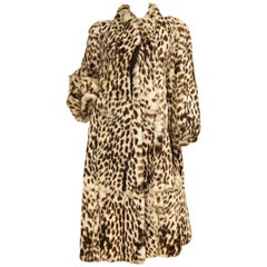 Retro 1980s Supple Brazilian Leopard Print Rabbit Fur Coat by Polo Norte 