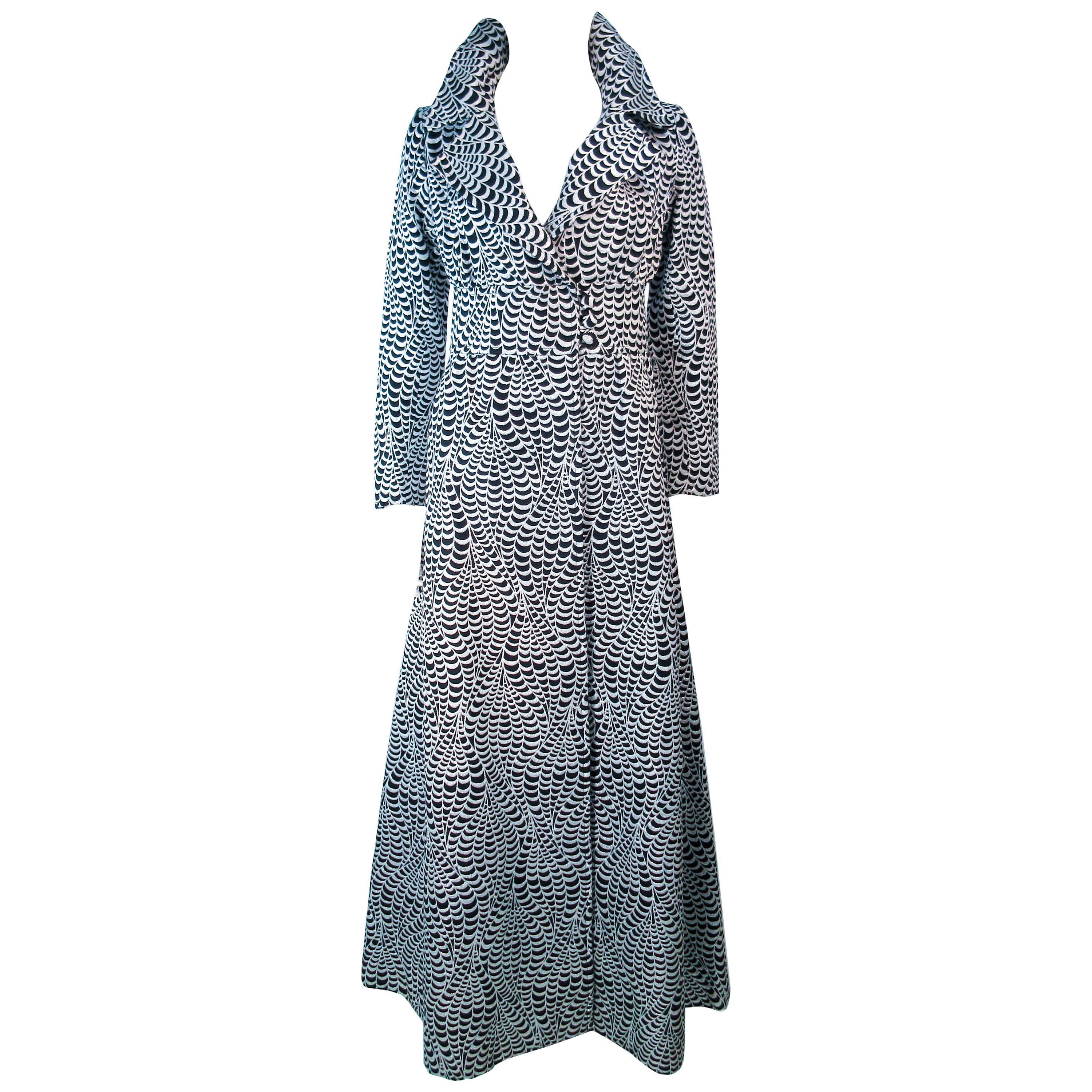 RICCO CALIFORNIA Black 
Silver Long Psychedelic Maxi Coat Size S 2 4