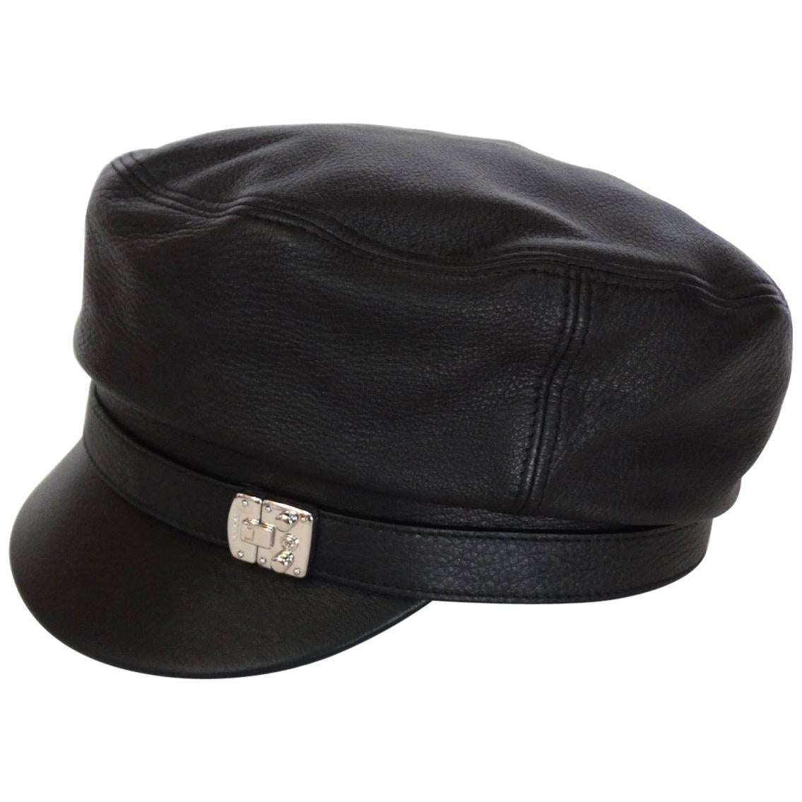 2000s Gucci Black Leather Train Conductor Hat at 1stDibs | 2000s hats ...