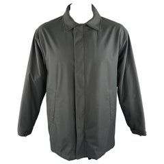 Vintage LORO PIANA L Black Solid Nylon Blend Jacket