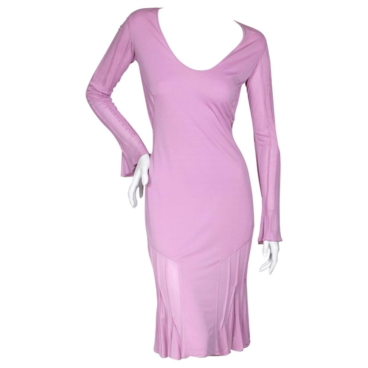Long Sleeve Rose Pink Peasant Dress by Tom Ford, early 2000s