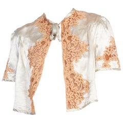 Vintage 1930s Silk Satin & Lace Bed Jacket