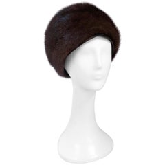 1960s I. Magnin Chocolate Brown Mink Hat