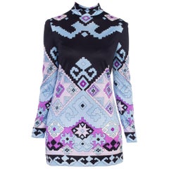 1960er Jahre Mod Pucci Stil Seidenjersey-Minikleid Tunika von Leonard of Paris aus Paris