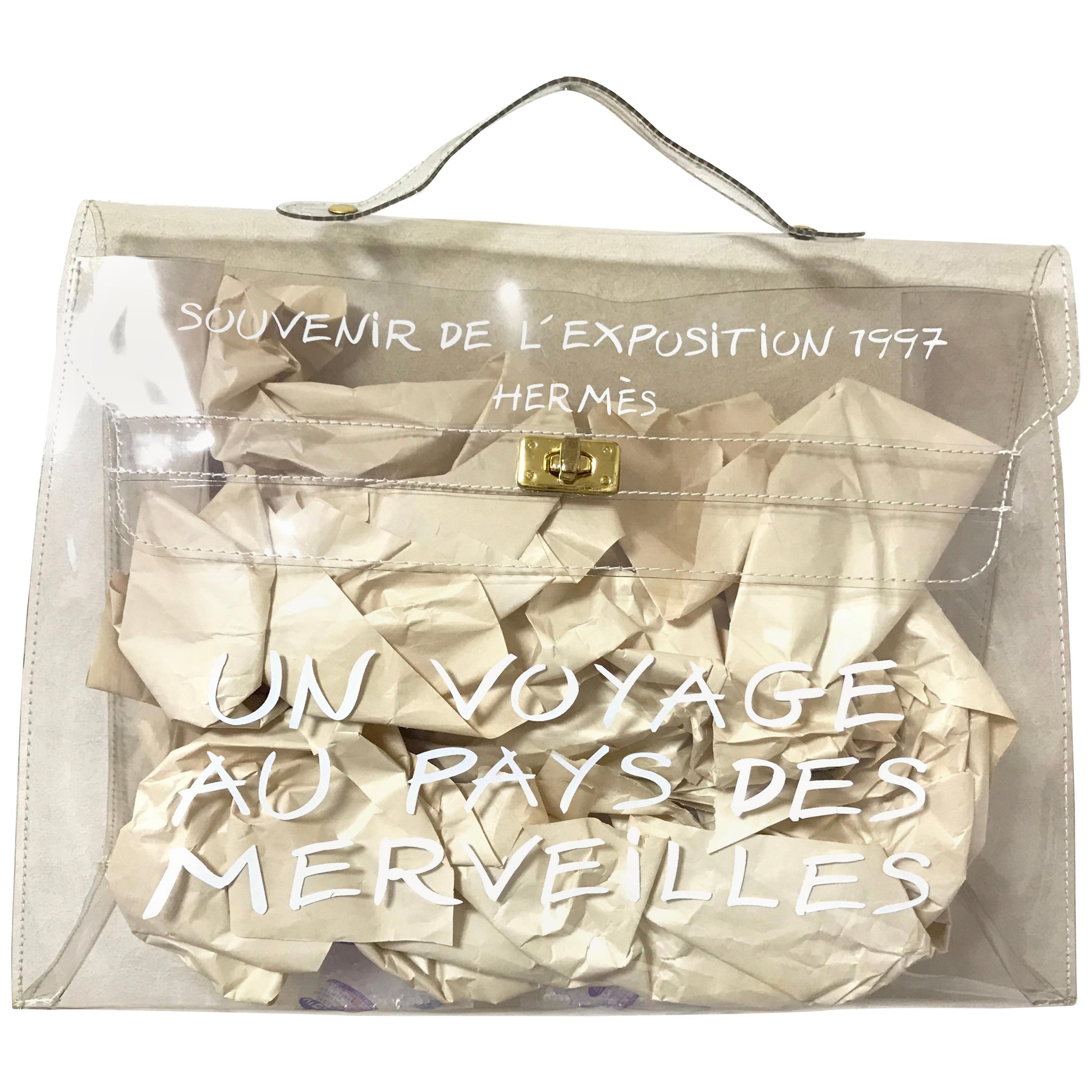 Vintage Hermes transparent clear vinyl Kelly bag, Japan limited Edition. Rare. For Sale