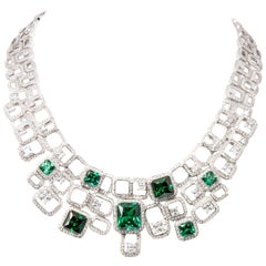 Siledium Silver Rhodium Palladium Plating White Emerald Color Necklace by Feri