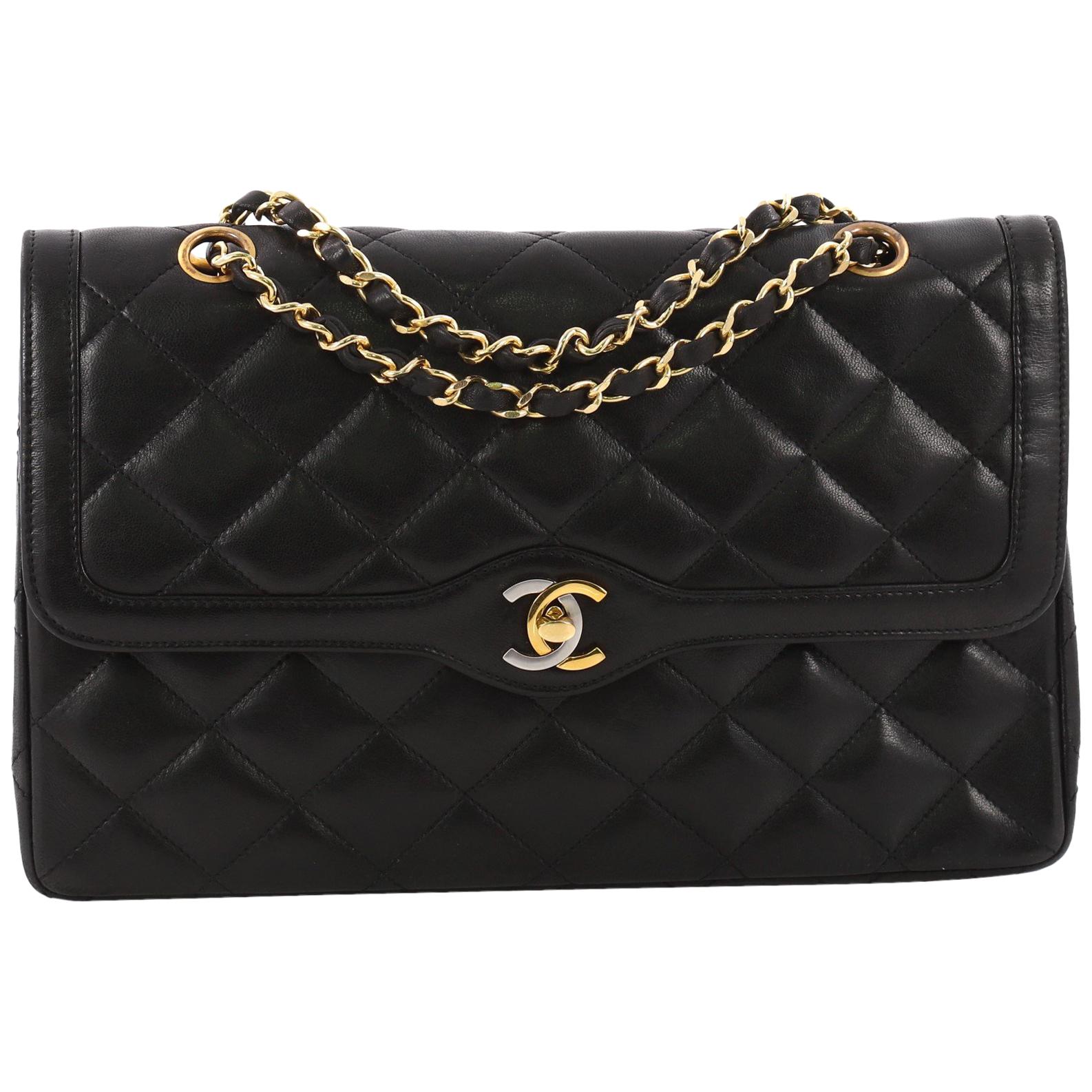 Chanel Vintage Two-Tone CC Flap Bag Quilted Lambskin Medium