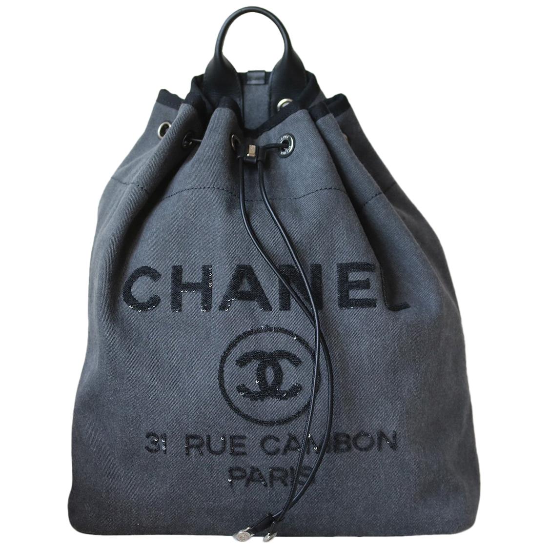 Chanel Deauville Canvas Drawstring Backpack Bag like Ori Hardware Silver ( 1012) Size 33x38x17cm Berat 650Gram 7 Warna: Black, White, RED…
