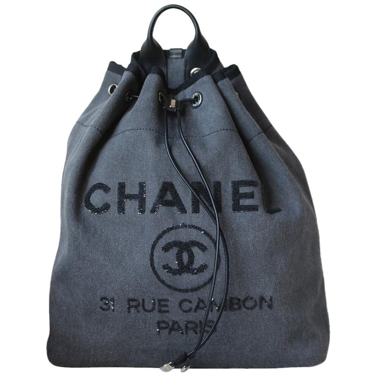 Chanel Grey Canvas Deauville Backpack