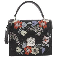 Alexander McQueen Flower Satchel Embroidered Leather Medium