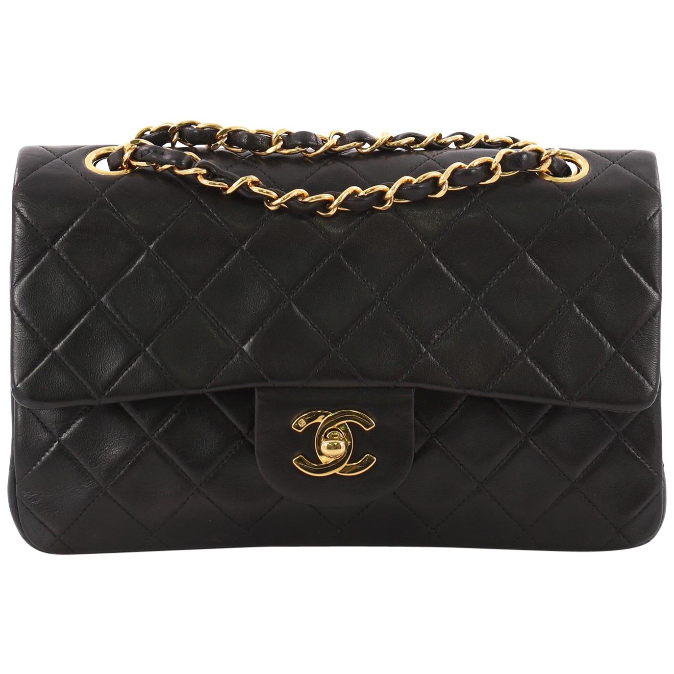 Chanel Vintage Classic Double Flap Bag Quilted Lambskin Small 