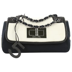 Chanel No.5 Giant Mademoiselle Lock Flap Bag Canvas with Leather