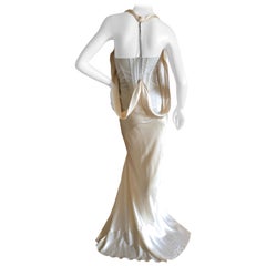 Vintage  Alexander McQueen Daring Ivory Duchesse Silk Satin Evening or Wedding Dress