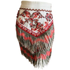 Emilio Pucci Amazing Coral Embellished Bead Fringed Skirt 