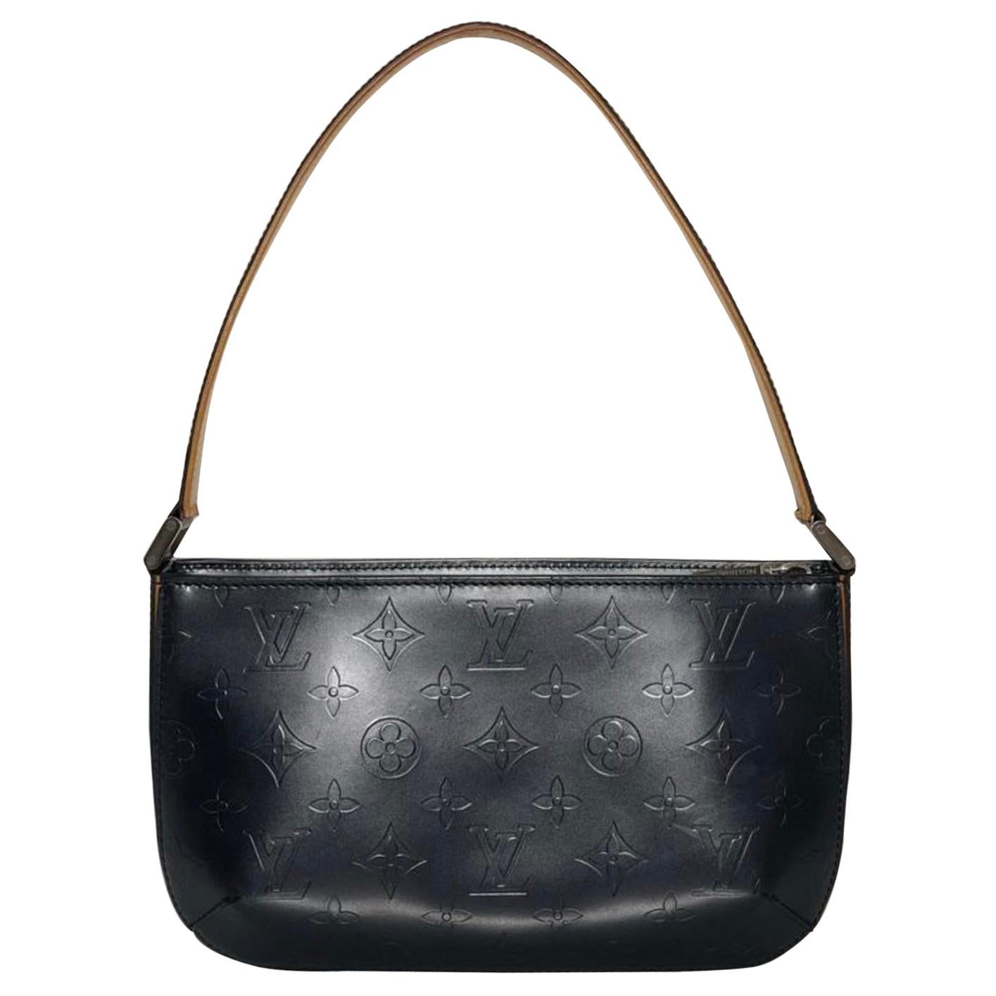 Louis Vuitton Matte Vernis Fowler in Blue Shoulder Handbag For Sale