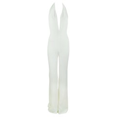 Balmain White Halter Jumpsuit - Size FR 36