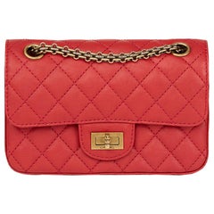 2017 Chanel Red Quilted Calfskin Leather 2.55 Reissue 224 Double Flap Bag