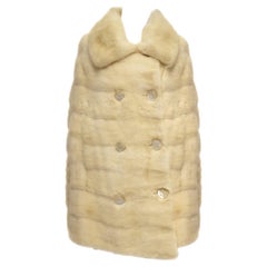 1950s Ben Kahn Pearl Mink Cape Coat w/ Pearlescent Lucite & Rhinestone Buttons