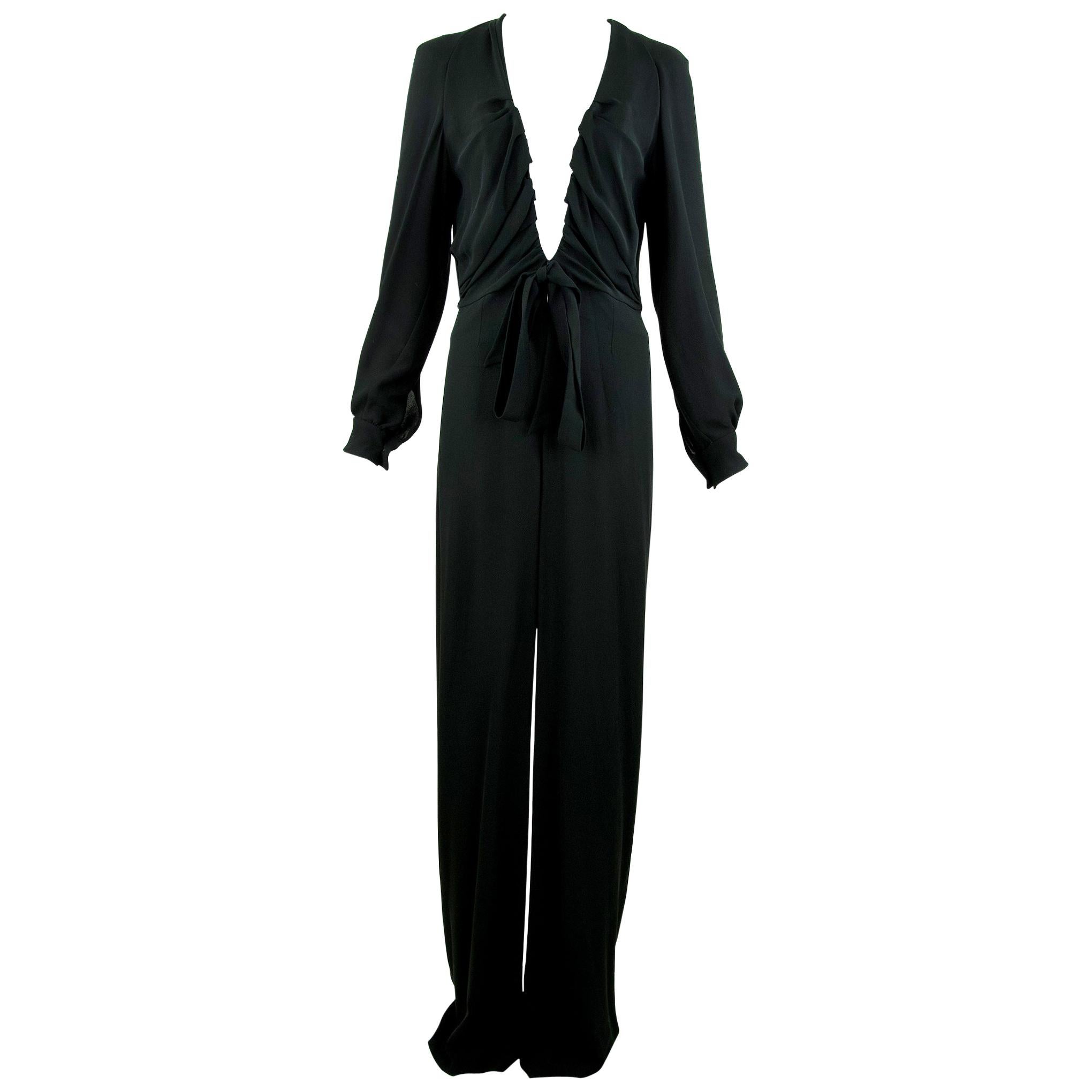 Chloe Black Low V-Neck Jumpsuit - Size FR  38 For Sale