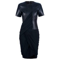 Alexander Wang Black Leather and Draped Jersey Dress - 0