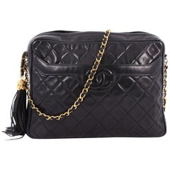 Chanel Vintage Camera Tassel Bag Quilted Leather Large