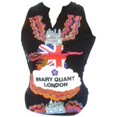 Mary Quant London Black Sleeveless Cotton Top Circa 2003