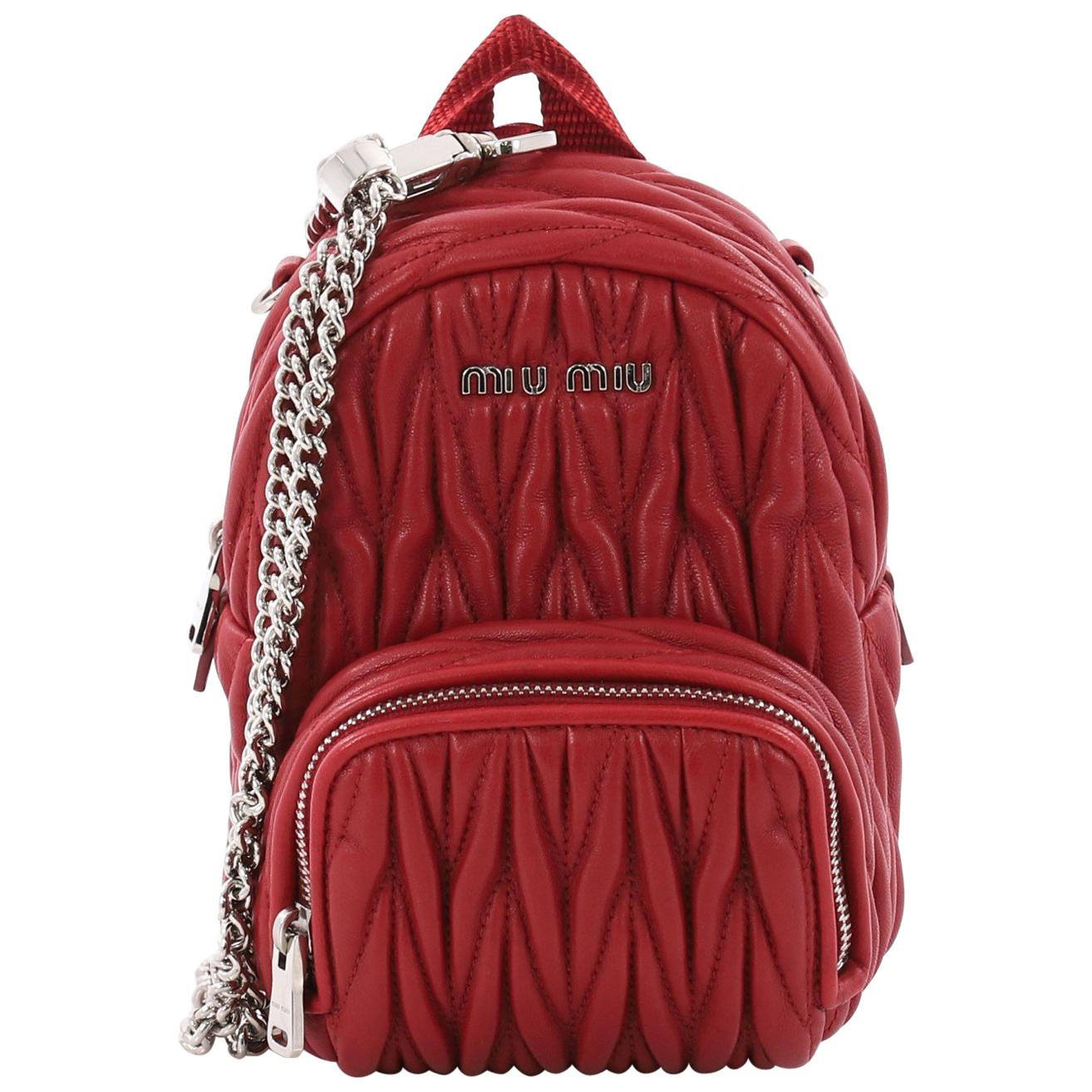 Miu Miu Backpack Crossbody Bag Matelasse Leather Micro