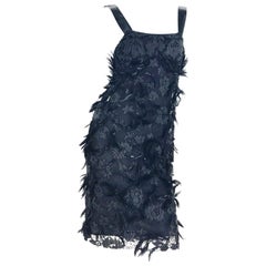 S/S 2001 LOOK#41 VINTAGE TOM FORD for YVES SAINT LAURENT FEATHERED BEADED DRESS