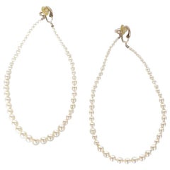 Rare 2014 Chanel Fall Pearl Hoop Earrings