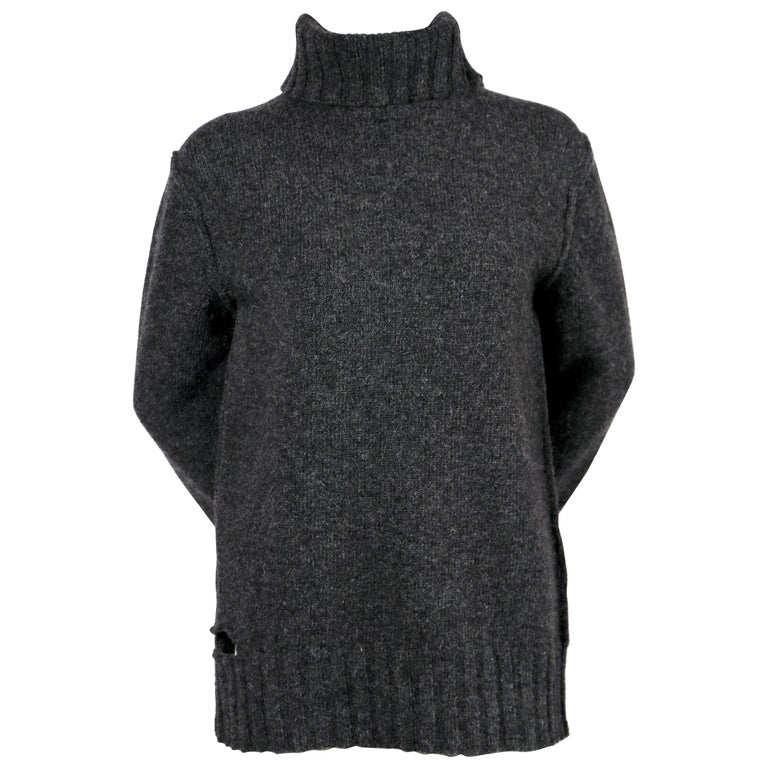 CELINE by PHOBE PHILO 'destroyed' grey Shetland wool sweater at 1stDibs ...