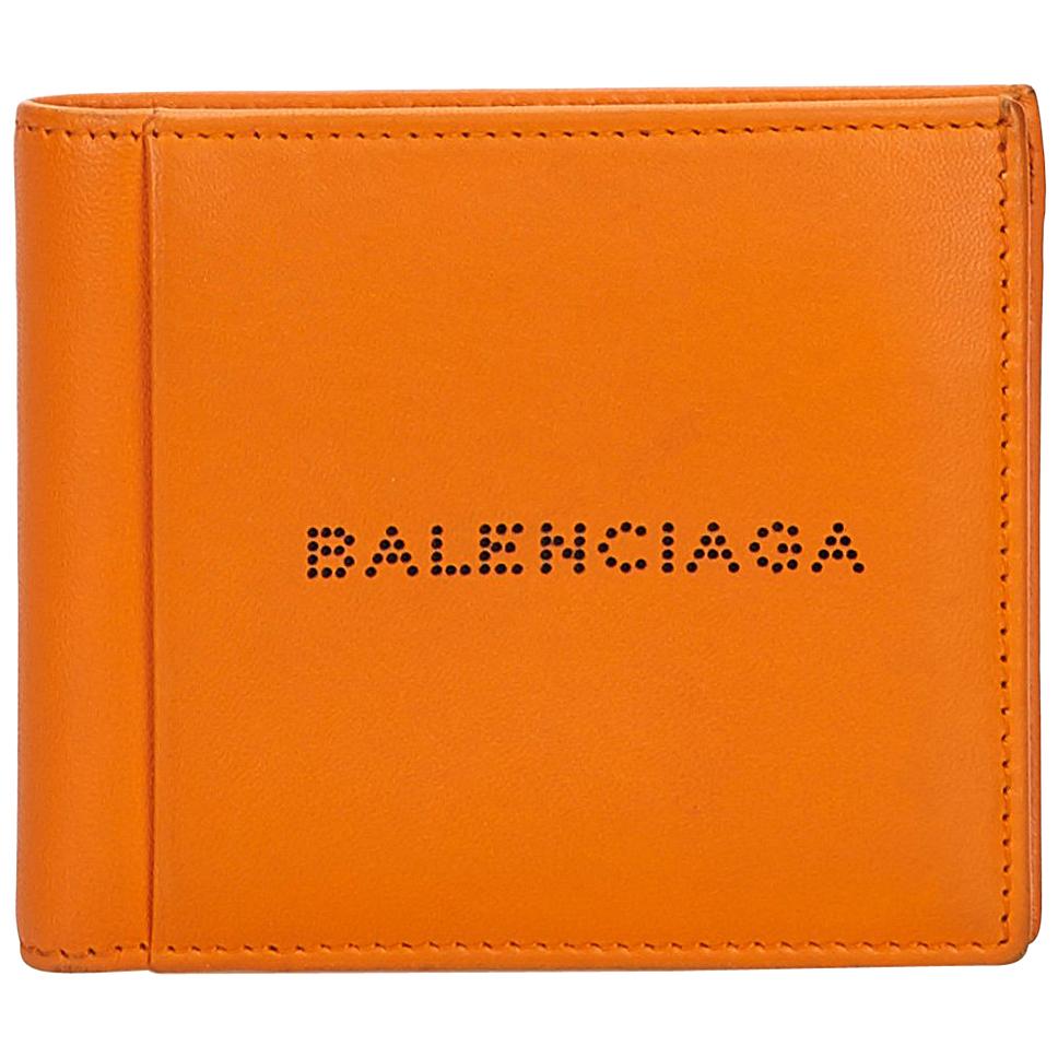 Balenciaga Orange Small Leather Wallet